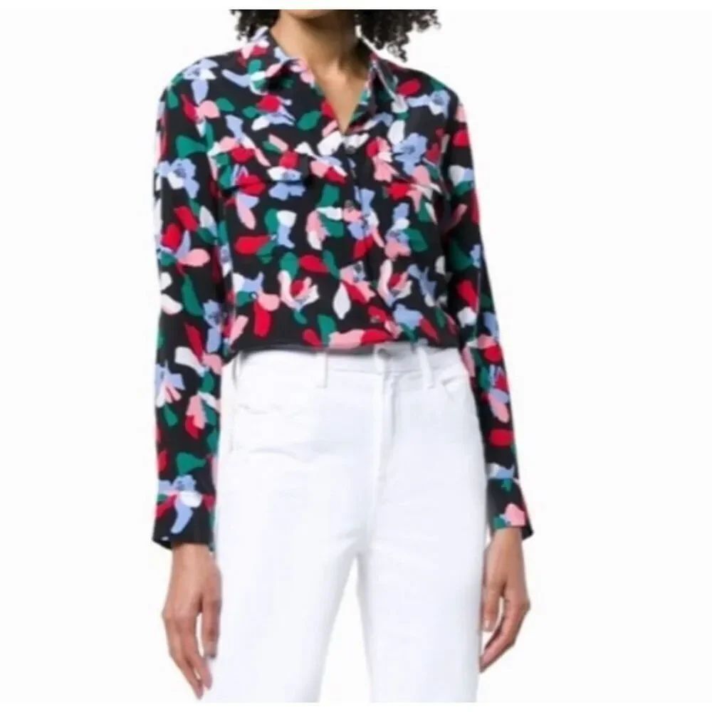 Equipment Femme Mirelle Slim Fit Floral silk blouse size medium